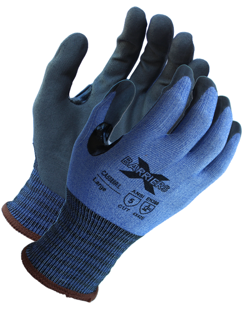 X-Barrier ANSI A5 Cut Resistant Luxfoam Coated Reinforced Thumb Crotch with Tektreme Fiber Knit Shell